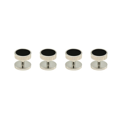 Rhodium Black Round Shirt Studs (pack of 4)