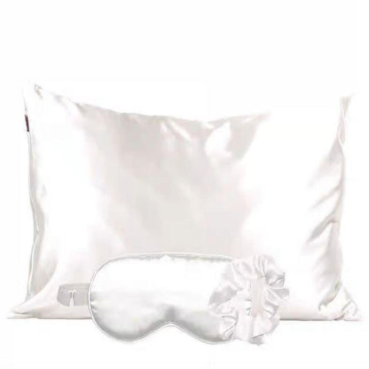 satin sleep set in ivory/black