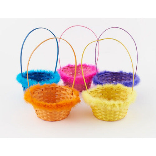 Bamboo Basket With Marabou