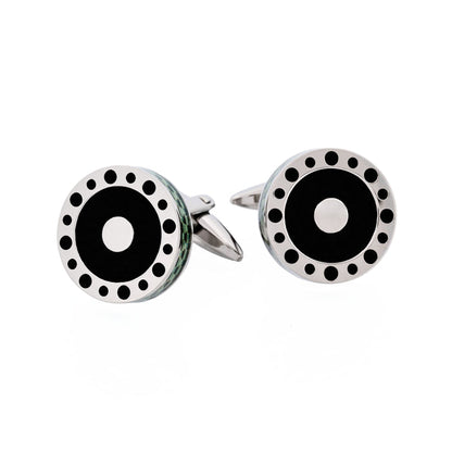 Stainless Steel & Green Carbon & Leather Cufflinks