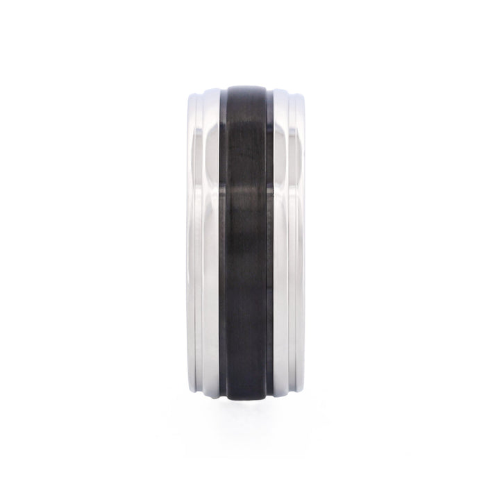 Stainless Steel Ion Plated Black Centre-Band Ring