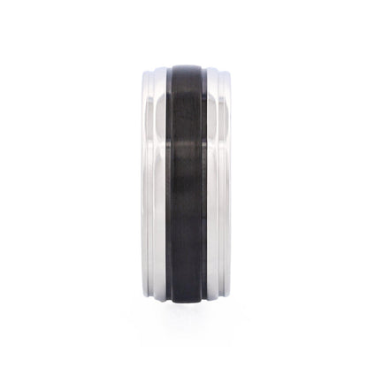 Stainless Steel Ion Plated Black Centre-Band Ring