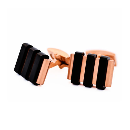 Stainless Steel &Ion Plated Rose Gold &Ion Plated Black Cufflinks