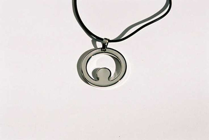 Stainless Steel Round Pendant on Leather Chain
