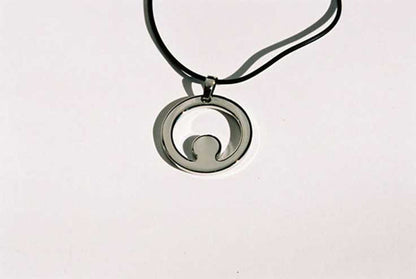 Stainless Steel Round Pendant on Leather Chain