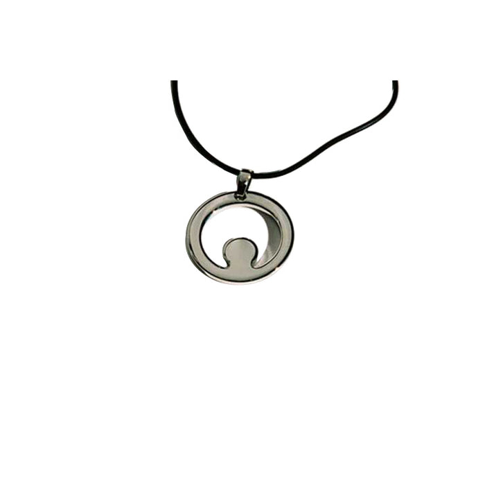 Stainless Steel Round Pendant on Leather Chain