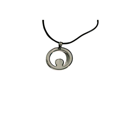 Stainless Steel Round Pendant on Leather Chain
