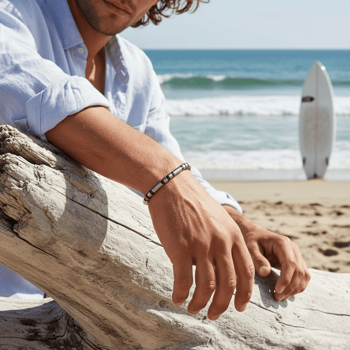 Stainless Steel Tube Bead & Ball Bracelet