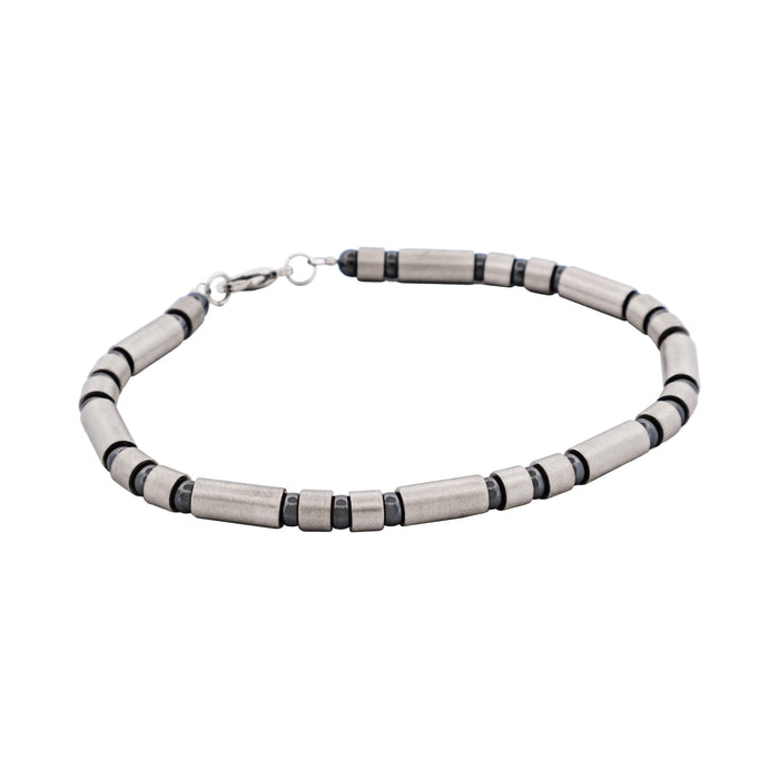Stainless Steel Tube Bead & Ball Bracelet