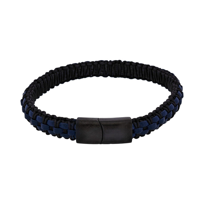 Stainless steel with Black leather bracelet