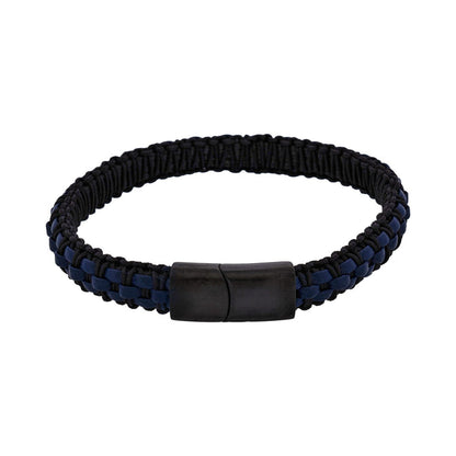 Stainless steel with Black leather bracelet