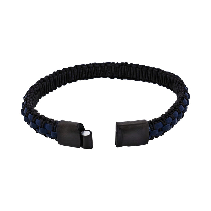 Stainless steel with Black leather bracelet
