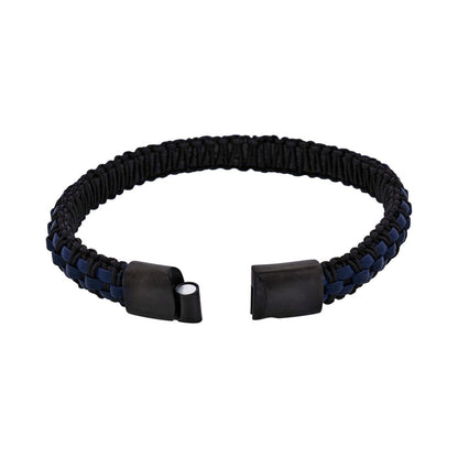 Stainless steel with Black leather bracelet