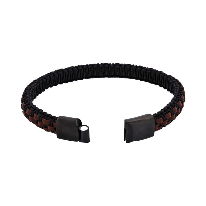 Stainless steel with Dark Brown leather bracelet