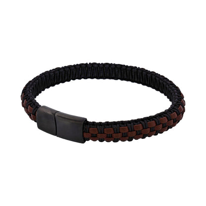 Stainless steel with Dark Brown leather bracelet
