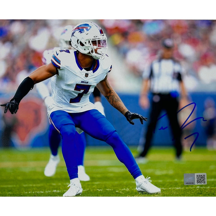 Taron Johnson Signed Covering in Away Uniform Photo Signed Photos TSE Buffalo