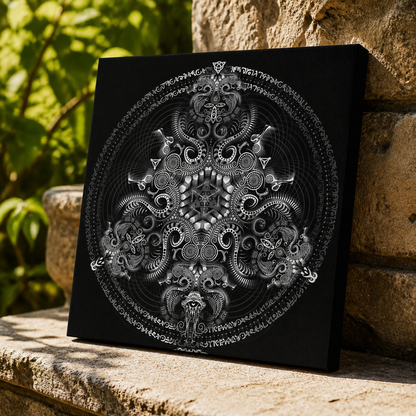 Triton's Compass — stretched canvas print — garden-angle