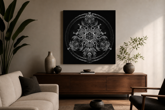 Triton's Compass — stretched canvas print — room-wide