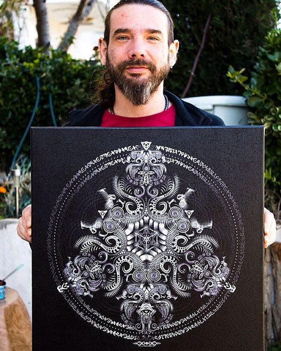 Triton's Compass Stretched Canvas Print | Sacred Geometry Wall Art | Visionary Canvas Print | Psychedelic Home Decor