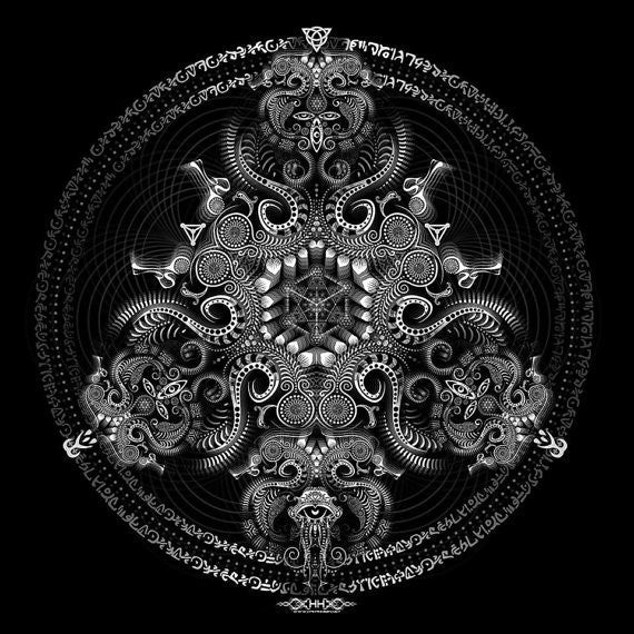 Triton's Compass Stretched Canvas Print | Sacred Geometry Wall Art | Visionary Canvas Print | Psychedelic Home Decor