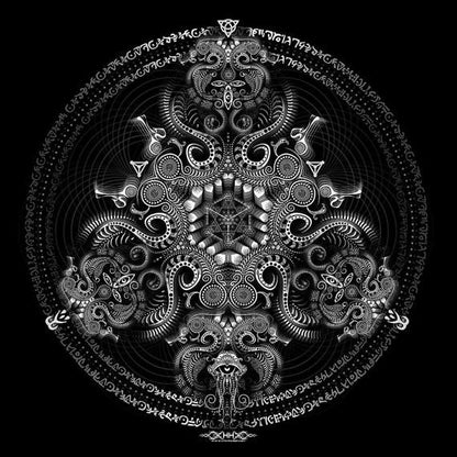 Triton's Compass Stretched Canvas Print | Sacred Geometry Wall Art | Visionary Canvas Print | Psychedelic Home Decor