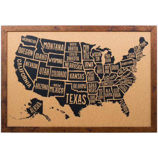 Typographic United States Push Pin Map – Bauhaus Rustic Walnut