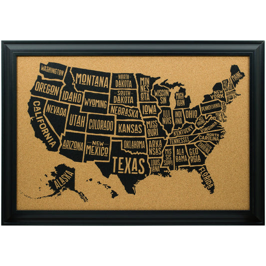 Typographic United States Push Pin Map – Upscale Black