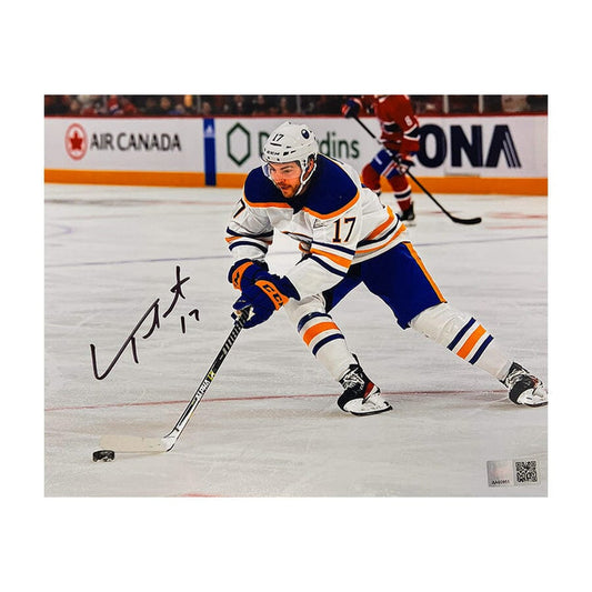 Tyson Jost Signed Skating in White 8x10 Photo Signed Hockey Photo TSE Buffalo