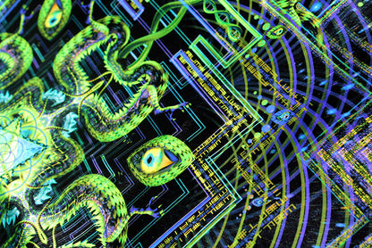 UV Active NEON Canvas Backdrop - Divine Yantra 72 x 72 cm