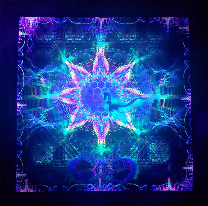 UV Active NEON Canvas Backdrop - Harmalan Fable 75 x 75 cm