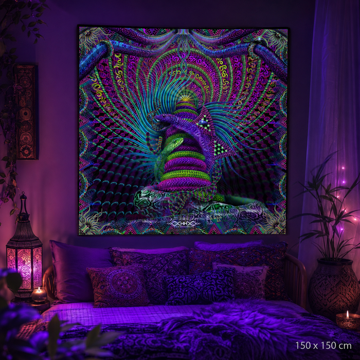 UV Active NEON Canvas Backdrop - Kundalini Rising 142 x 142 cm