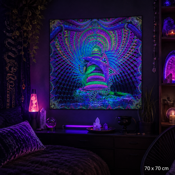 UV Active NEON Canvas Backdrop - Kundalini Rising 142 x 142 cm