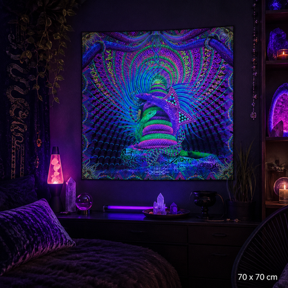 UV Active NEON Canvas Backdrop - Kundalini Rising 142 x 142 cm