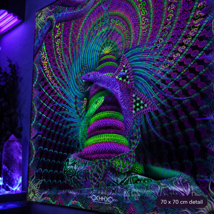 UV Active NEON Canvas Backdrop - Kundalini Rising 142 x 142 cm