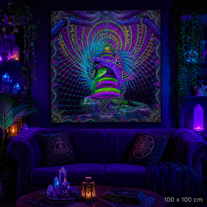 UV Active NEON Canvas Backdrop - Kundalini Rising 142 x 142 cm