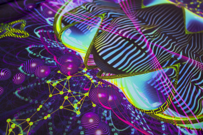 UV Active NEON Canvas Backdrop - Subatomic Neuronaut 64 x 64 cm