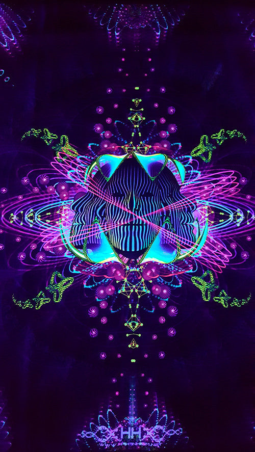 UV Active NEON Canvas Backdrop - Subatomic Neuronaut 64 x 64 cm