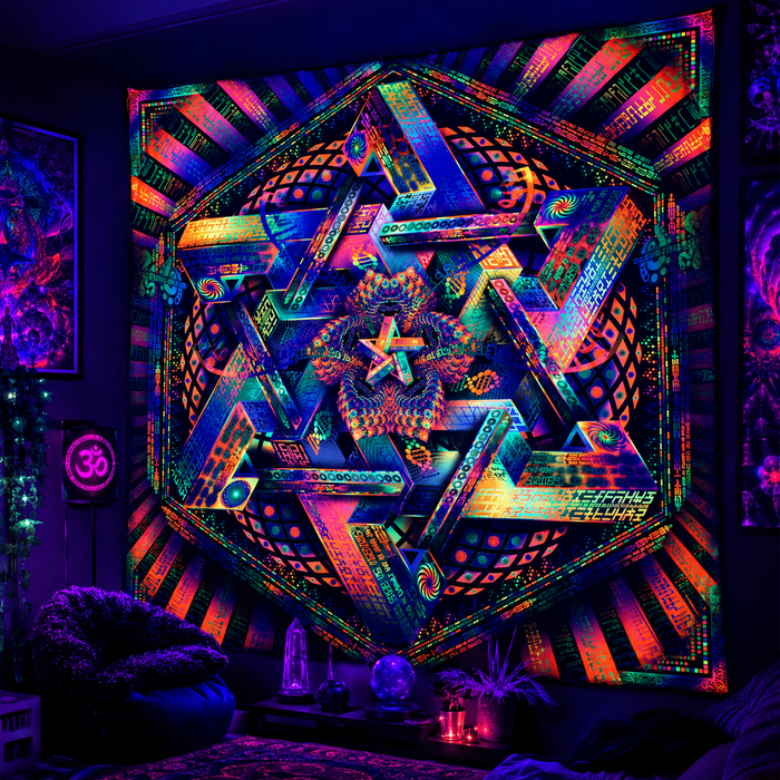 UV Active NEON Fluro Tapestry / Backdrop of Hyperdimensional Harmonics