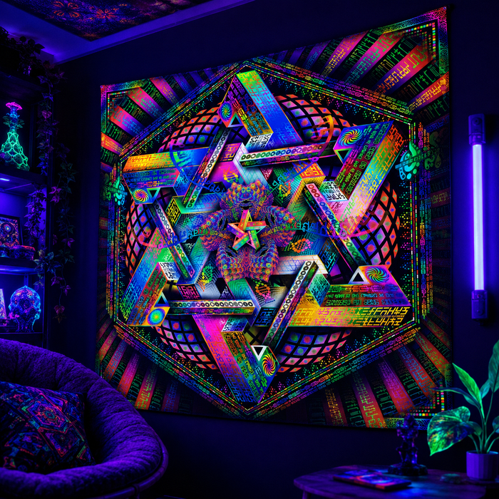 UV Active NEON Fluro Tapestry / Backdrop of Hyperdimensional Harmonics
