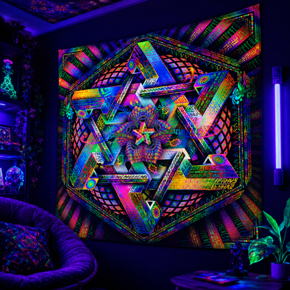 UV Active NEON Fluro Tapestry / Backdrop of Hyperdimensional Harmonics