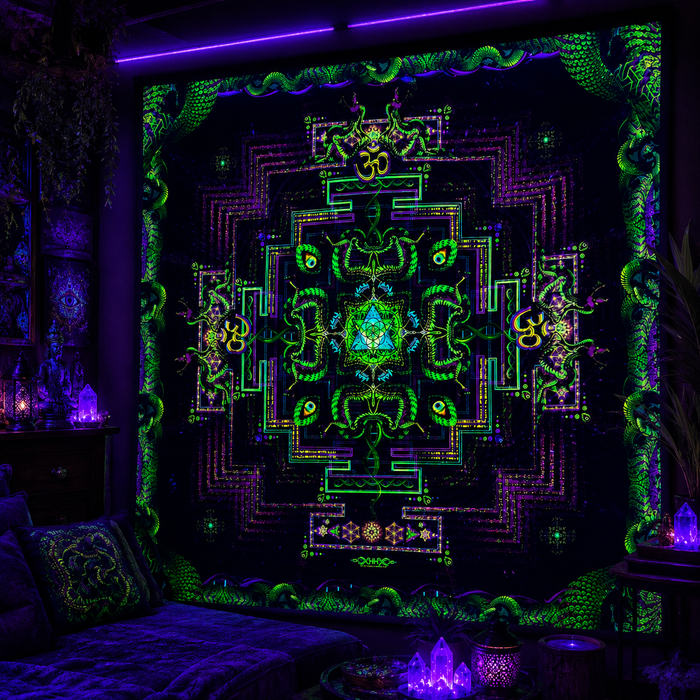 UV Active NEON Fluro Tapesty / Backdrop - Divine Yantra