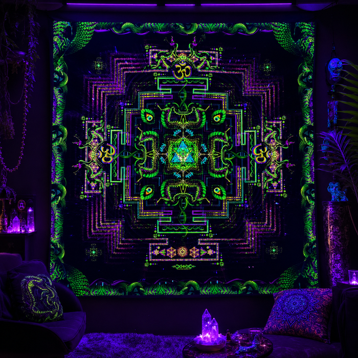 UV Active NEON Fluro Tapesty / Backdrop - Divine Yantra