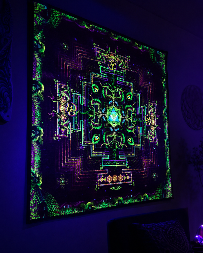 UV Active NEON Fluro Tapesty / Backdrop - Divine Yantra