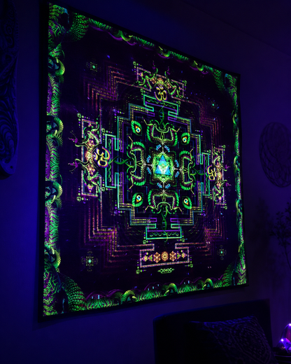 UV Active NEON Fluro Tapesty / Backdrop - Divine Yantra