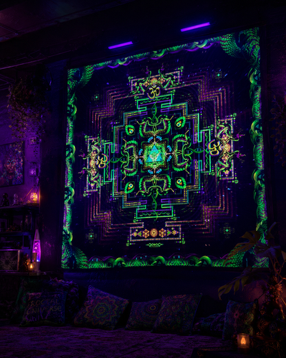 UV Active NEON Fluro Tapesty / Backdrop - Divine Yantra
