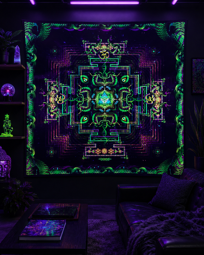 UV Active NEON Fluro Tapesty / Backdrop - Divine Yantra