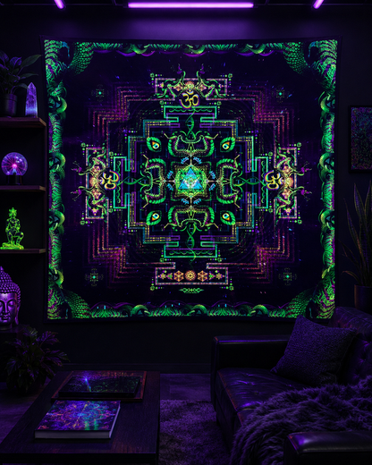 UV Active NEON Fluro Tapesty / Backdrop - Divine Yantra
