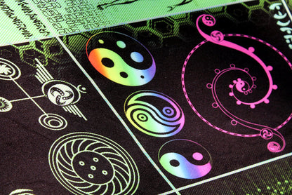 UV Active NEON Lycra Backdrop - Recursive Pantheism (Green)