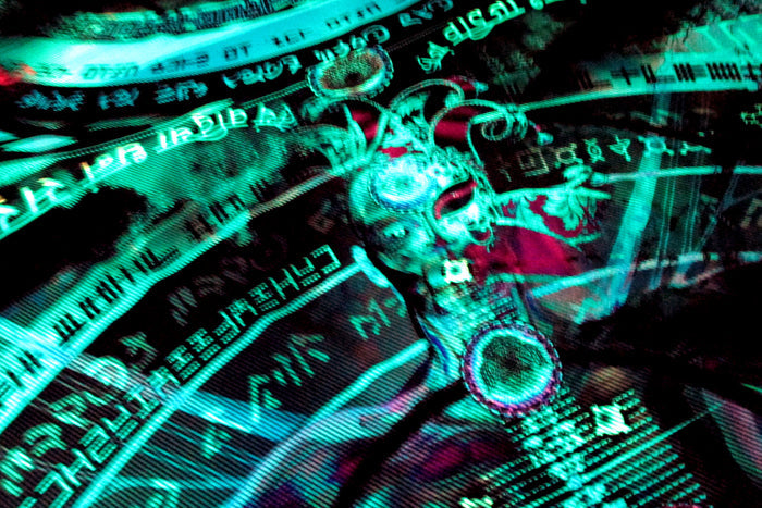 UV Active NEON Lycra Backdrop - Recursive Pantheism (Green)