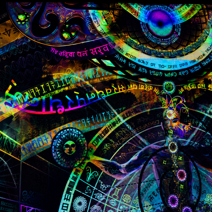 UV Active NEON Lycra Backdrop - Recursive Pantheism (UV Activated)